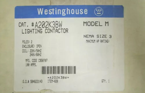 Westinghouse Size 3 A200 Lighting Contactor A202K3BW