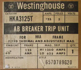 WESTINGHOUSE HKA3125T 3 Pole 125 Amp Type KA HKA Trip Unit 657D789G20 KA3125T