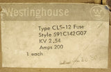 WESTINGHOUSE Cutler Hammer CLS-12 Fuse 200 AMP 2.54 KV CLS 12 591C142G07