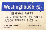 WESTINGHOUSE Cutler Hammer A200 Size 4 Contact Kit 3 Pole 626B187G17 Model J