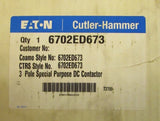Eaton 6702ED673 Special Purpose 3P 74 VDC Contactor Coamo CTRS