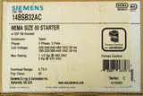 SIEMENS FURNAS 220/240V 460/480V Size 00 Dual Voltage Starter 14BSB32AC