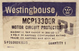 WESTINGHOUSE Cutler Hammer MCP13300R 3 Pole 30 AMP MCP Motor Circuit Protector