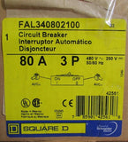 SQUARE D Circuit Breaker w/ Auxiliary 80 Amp 3 Pole 480V FAL340802100