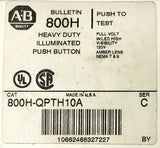 Allen Bradley 800H QPTH10A Heavy Duty 120 VAC Amber Push to Test Pushbutton