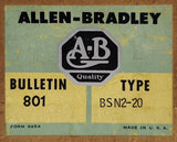 Allen Bradley 801 BSN2 20 Bulletin 801 600 VAC VDC Limit Switch 801 BSN2-20