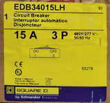 SQUARE D EDB34015LH 3 Pole 15 AMP Type EDB Circuit Breaker