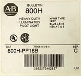 Allen Bradley 800H PP16B Heavy Duty BLUE Illuminated Pilot Light 120 VAC XFMR