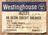 WESTINGHOUSE Cutler Hammer JA2125 2 Pole 125 AMP Type JA Circuit Breaker