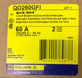 SQUARE D QO260GFI 2 Pole 60 AMP Type QO Ground Fault Circuit Breaker Qwik Guard