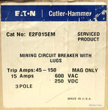 Eaton E2F015EM 3 Pole 15 AMP Type E2F Mining Circuit Breaker
