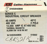 Eaton EHD2040B06 2 Pole 40AMP Type EHD2040 Circuit Breaker