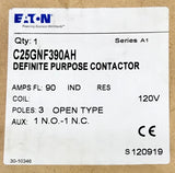 EATON C25GNF390AH 3 Pole 90 AMP 120 VAC Definite Purpose Contactor