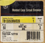 GENERAL ELECTRIC TB13050BWE09 3 Pole 50 AMP Type TB TRI Break Circuit Breaker